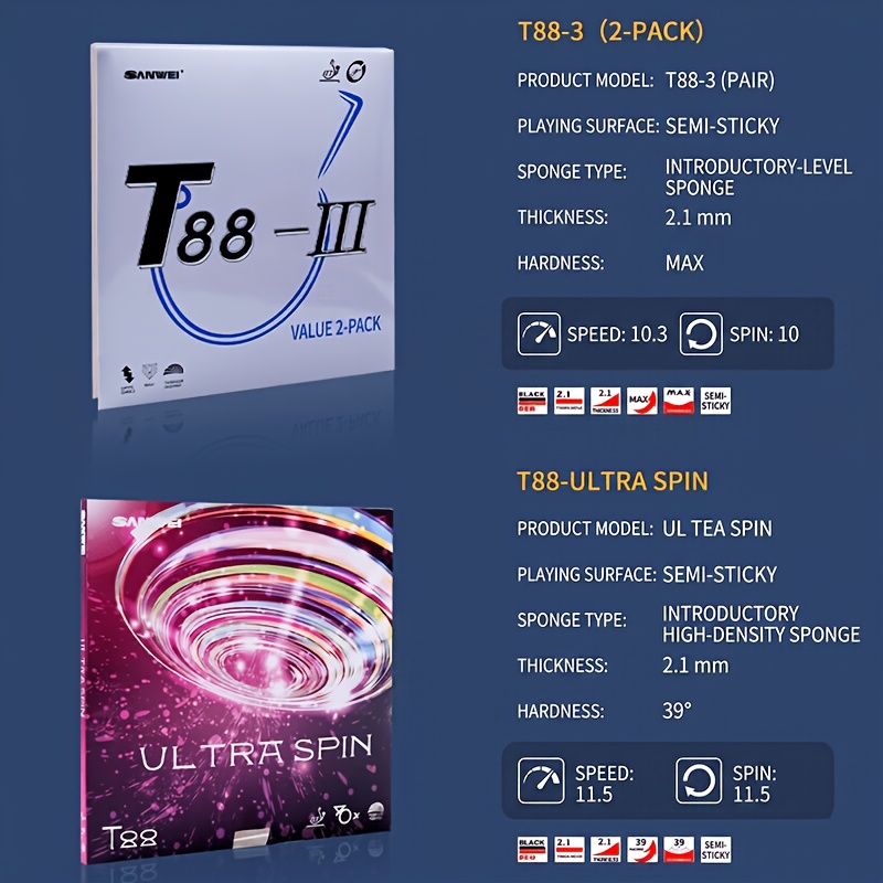 Three-Dimensional T88 Series T - Table Tennis Racket ulasan dan harga